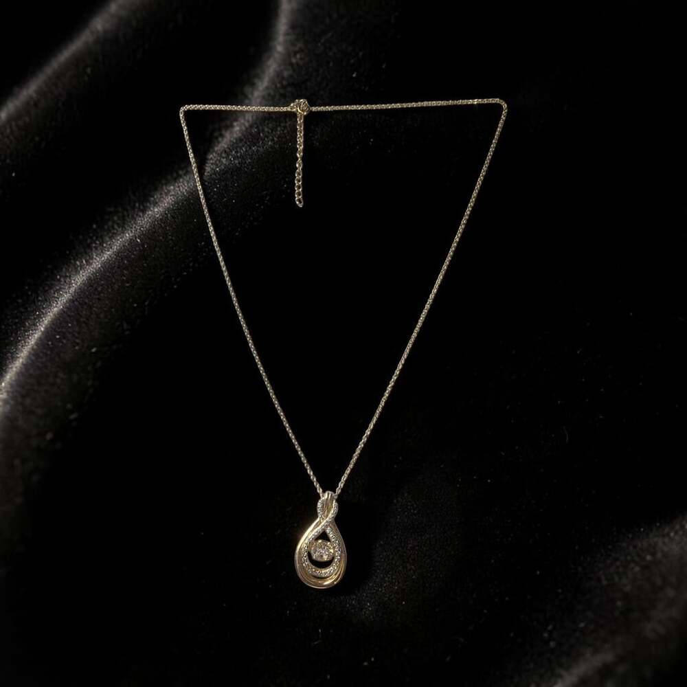 Seta 925 Sterling Silver Teardrop Infinity Floating Diamond Pendant Necklace